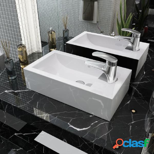 vidaXL Lavabo con agujero grifo rectangular cerámica