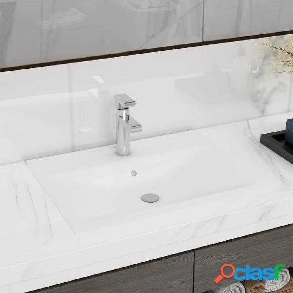 vidaXL Lavabo de cerámica rectangular con orificio de grifo