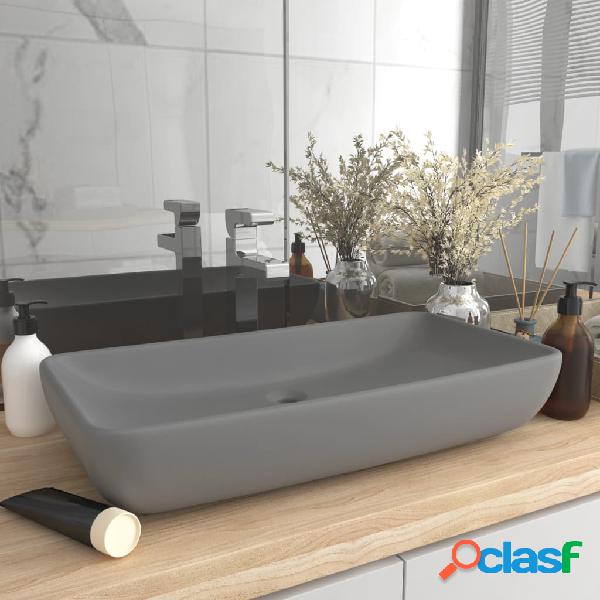 vidaXL Lavabo de lujo de cerámica rectangular gris claro