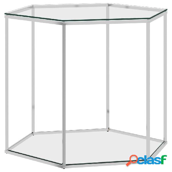 vidaXL Mesa de centro acero inoxidable y vidrio plateada