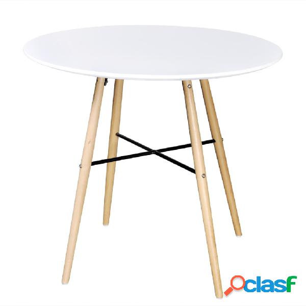 vidaXL Mesa de salón comedor redonda de MDF blanca
