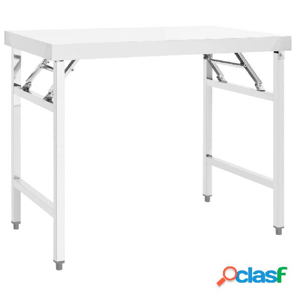 vidaXL Mesa de trabajo plegable para cocina acero 100x60x80