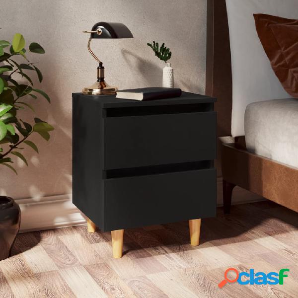 vidaXL Mesita de noche con patas madera pino negro 40x35x50