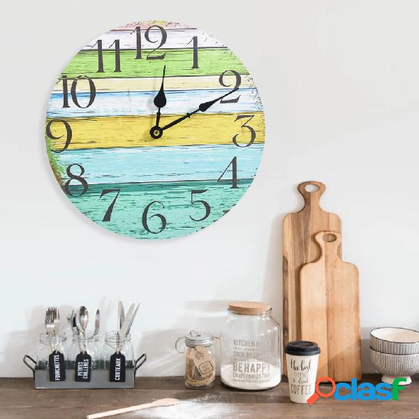 vidaXL Reloj de pared de MDF multicolor 30 cm