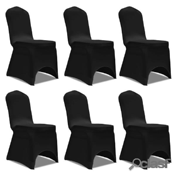 vidaXL Set de 6 Fundas ajustadas para sillas, color negro