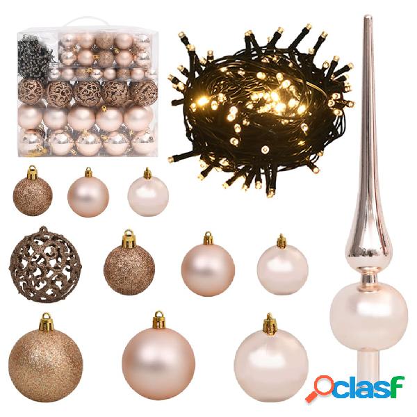 vidaXL Set de bolas navideñas 120 piezas con pico 300 LED