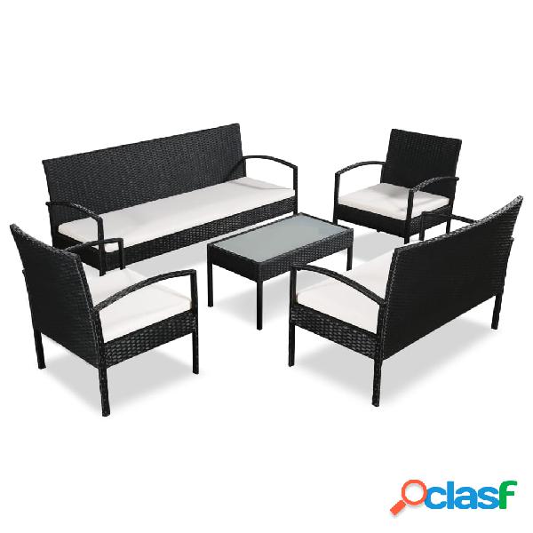 vidaXL Set muebles de jardín 5 piezas y cojines ratán