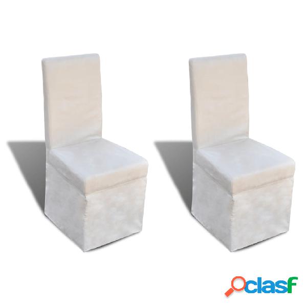 vidaXL Sillas de comedor 2 unidades de tela blanco crema