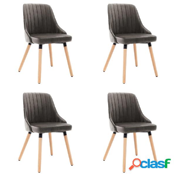 vidaXL Sillas de comedor 4 unidades terciopelo gris oscuro