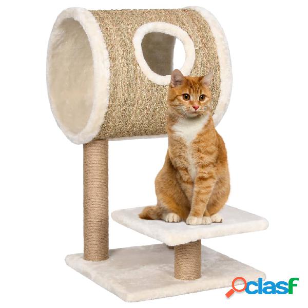 vidaXL Árbol para gatos con túnel y poste rascador hierba