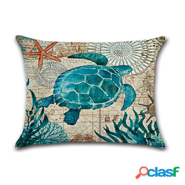 1 PC Sea Turtle Seahorse Whale Octopus Cojín Hold Funda de