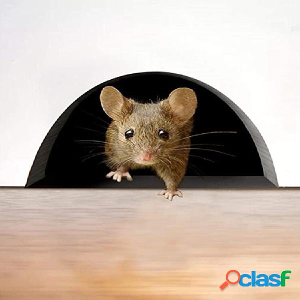 1/4 PC realista 3D ratón agujero pegatina de pared Kawaii
