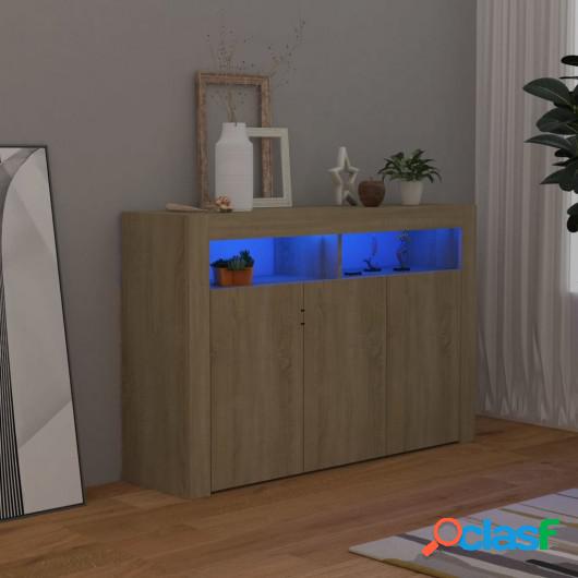 Aparador con luces LED color roble Sonoma 115,5x30x75 cm