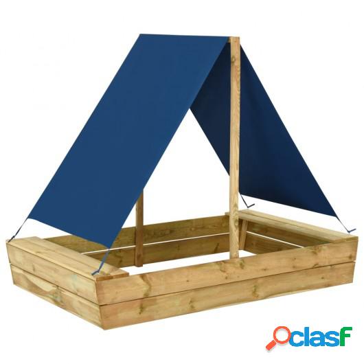 Arenero con tejado de madera de pino impregnada 160x100x133