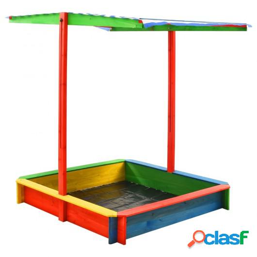 Arenero infantil tejado ajustable madera abeto multicolor