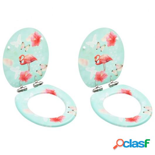 Asientos de inodoro tapa cierre suave 2 uds MDF diseño