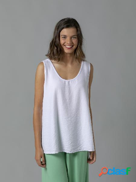 Blusa fuida bajo redondeado Blanco