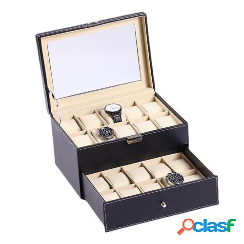 Caja de almacenamiento de reloj de doble capa Forro de