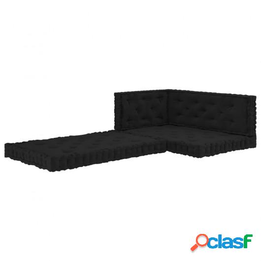 Cojines para palets de suelo 4 unidades algodón negro