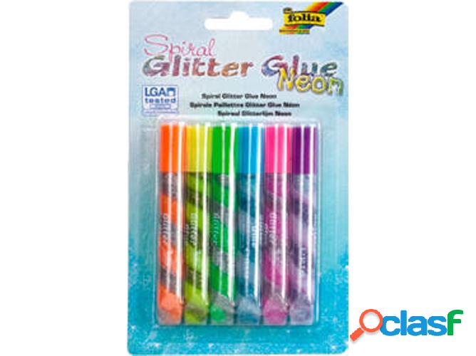 Cola FOLIA Spiral Neon Glitter (6 Unidades - 9,5 ml)