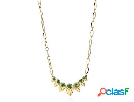 Collar ANARTXY Hojas (Acero Inoxidable - Dorado y Verde - 45