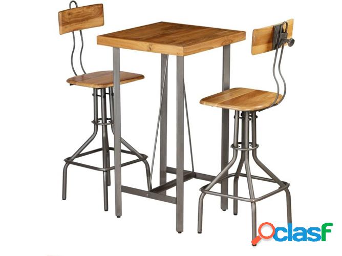 Conjunto bar VIDAXL teca recuperada maciza (3 piezas)