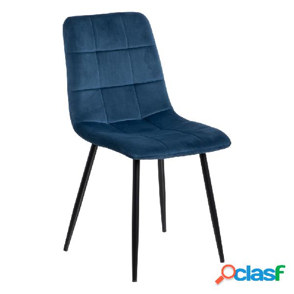 Conjunto de 4 sillas azul de terciopelo 45x54x88cm