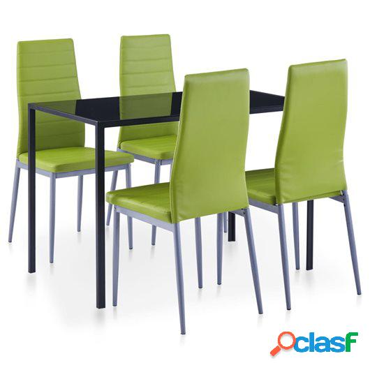 Conjunto de mesa y sillas de comedor 5 piezas verde
