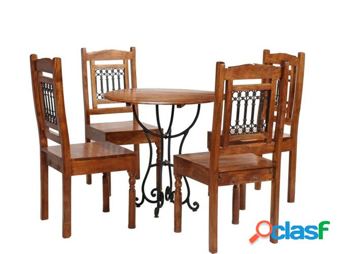 Conjunto mesa cenar VIDAXL acacia maciza c/ Acabamiento