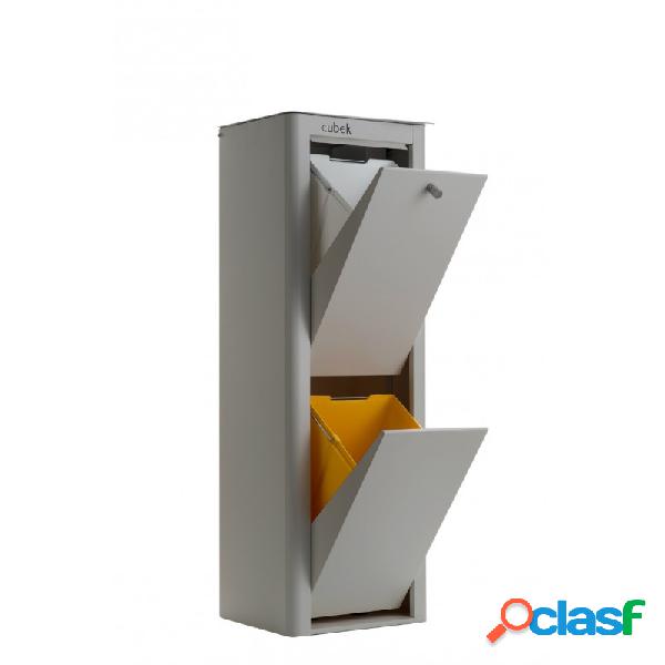 Contenedor de reciclaje 2 departamentos Cubek Gris