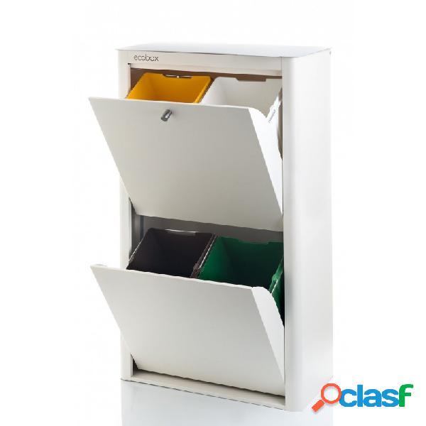 Contenedor de reciclaje 4 departamentos Cubek Blanco