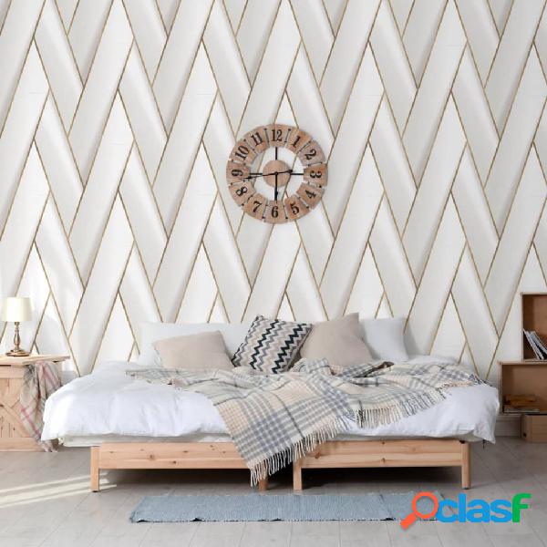 DUTCH WALLCOVERINGS Papel pintado Geometric blanco y dorado