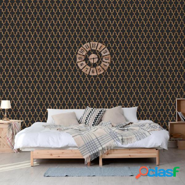 DUTCH WALLCOVERINGS Papel pintado Geometric negro y dorado