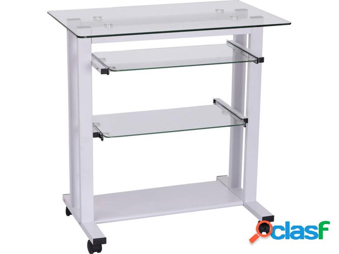 Escritorio HOMCOM Blanco (Blanco - 80x51x83 cm - Vidrio)