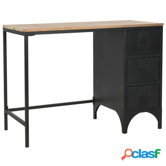 Escritorio con pedestal madera abeto y acero 100x50x76 cm
