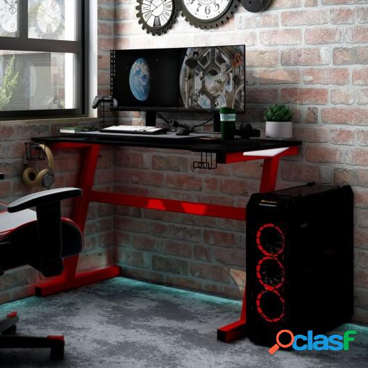 Escritorio gaming LED con forma de Z negro rojo 110x60x75cm
