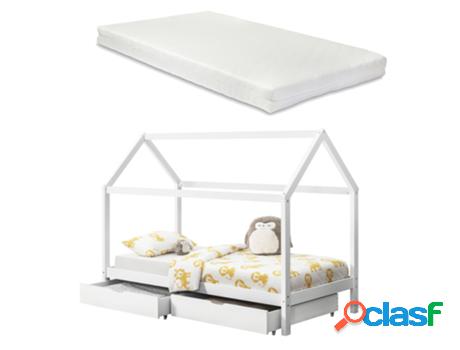 Estructura de Cama Infantil EN.CASA (Blanco - Madera - 90 x