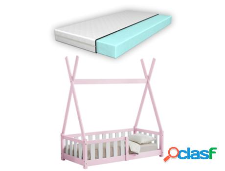Estructura de Cama Infantil EN.CASA (Rosa - Madera - 70 x