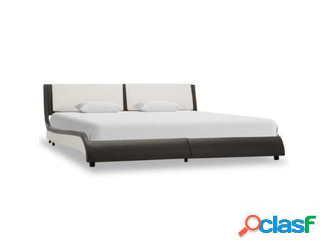 Estructura de Cama VIDA XL Con Led Cuero Sintético Gris Y