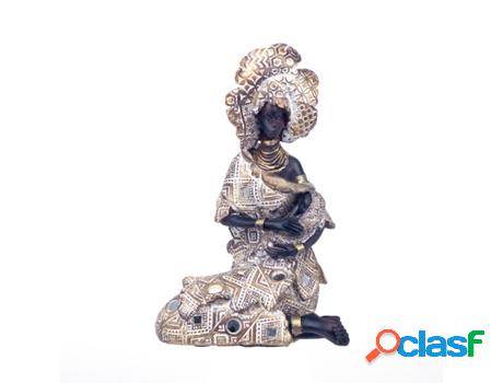 Figura Africana Gris de Resina 22X12X14cm Figura de Africana