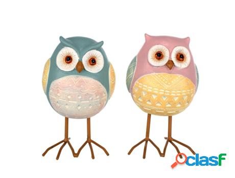 Figura Búhos 2 Unidades MULTICOLOR de Resina 19*12*12cm