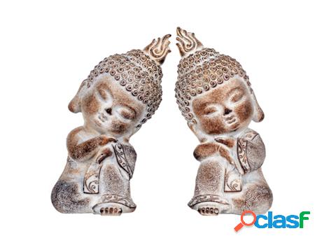 Figura Buda 2 Unidades Gris de Resina 17*7*9cm Figura de