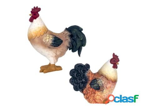 Figura Gallinas 2 Unidades MULTICOLOR de Resina 15*7*14cm