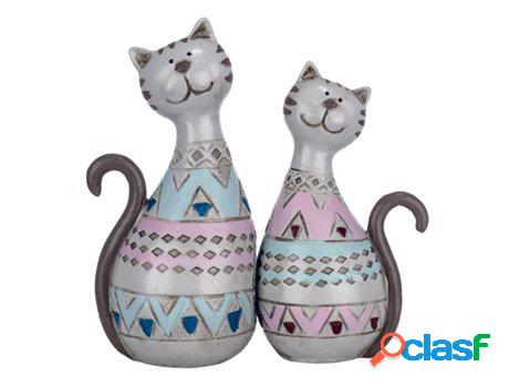 Figura Gato 2 Unidades GRIS de Resina 15*7*8cm Figura de