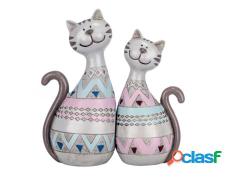 Figura Gato 2 Unidades GRIS de Resina 20*9*10cm Figura de