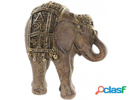 Figura HOGAR Y MÁS Elefante De La Suerte De Resina Marrón