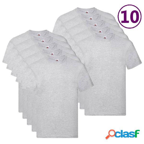 Fruit of the Loom Camisetas originales 10 uds gris S