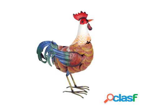Gallo Colorida De Metal Figuras Animales Colección Rústico