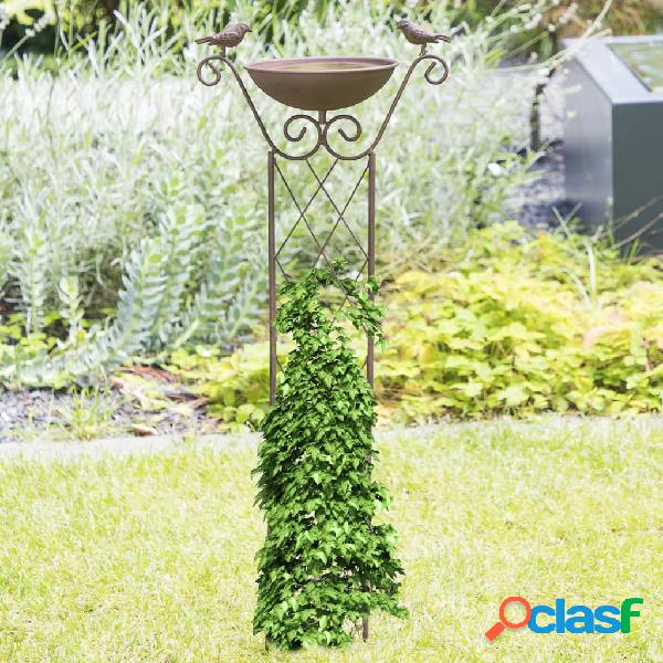 HI Comedero para pájaros con soporte para plantas marrón