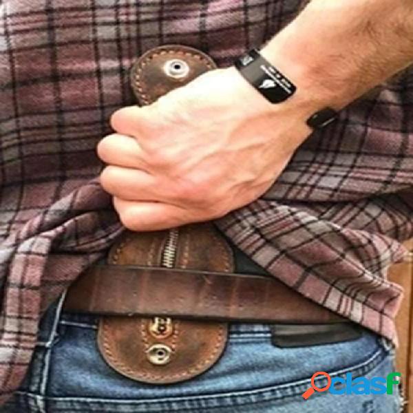 Hombres EDC vendimia Cuero Bolsa Autodefensa Monedero